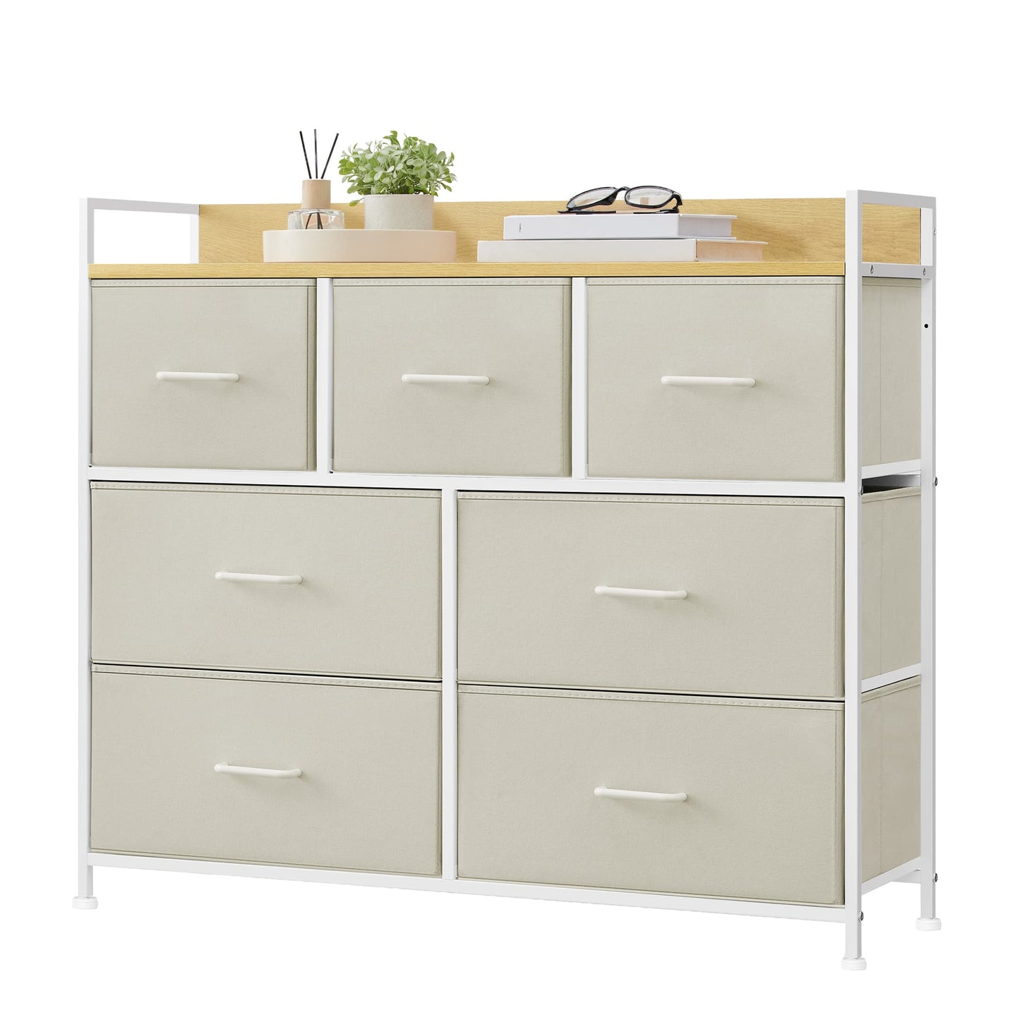 Dresser Cabinet with 7 Fabric Drawers, Metal Frame, Storage Organizer for Bedroom, Rustic Brown and Black - image 28