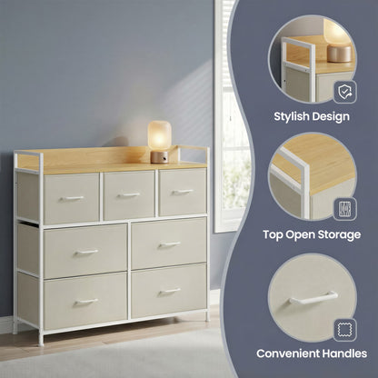 Dresser Cabinet with 7 Fabric Drawers, Metal Frame, Storage Organizer for Bedroom, Rustic Brown and Black - image 32