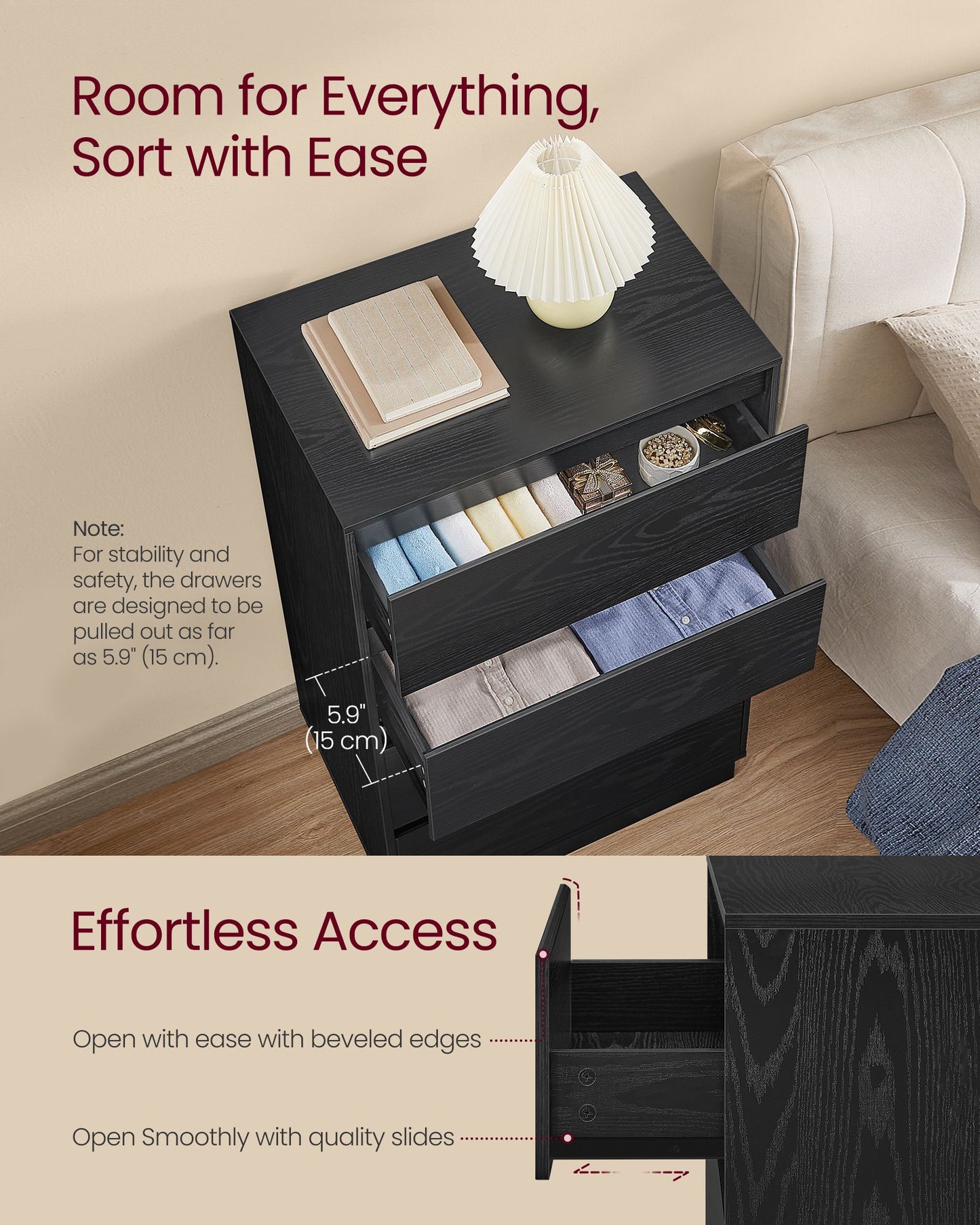 4-Drawer Dresser for Bedroom, Chest of Drawers