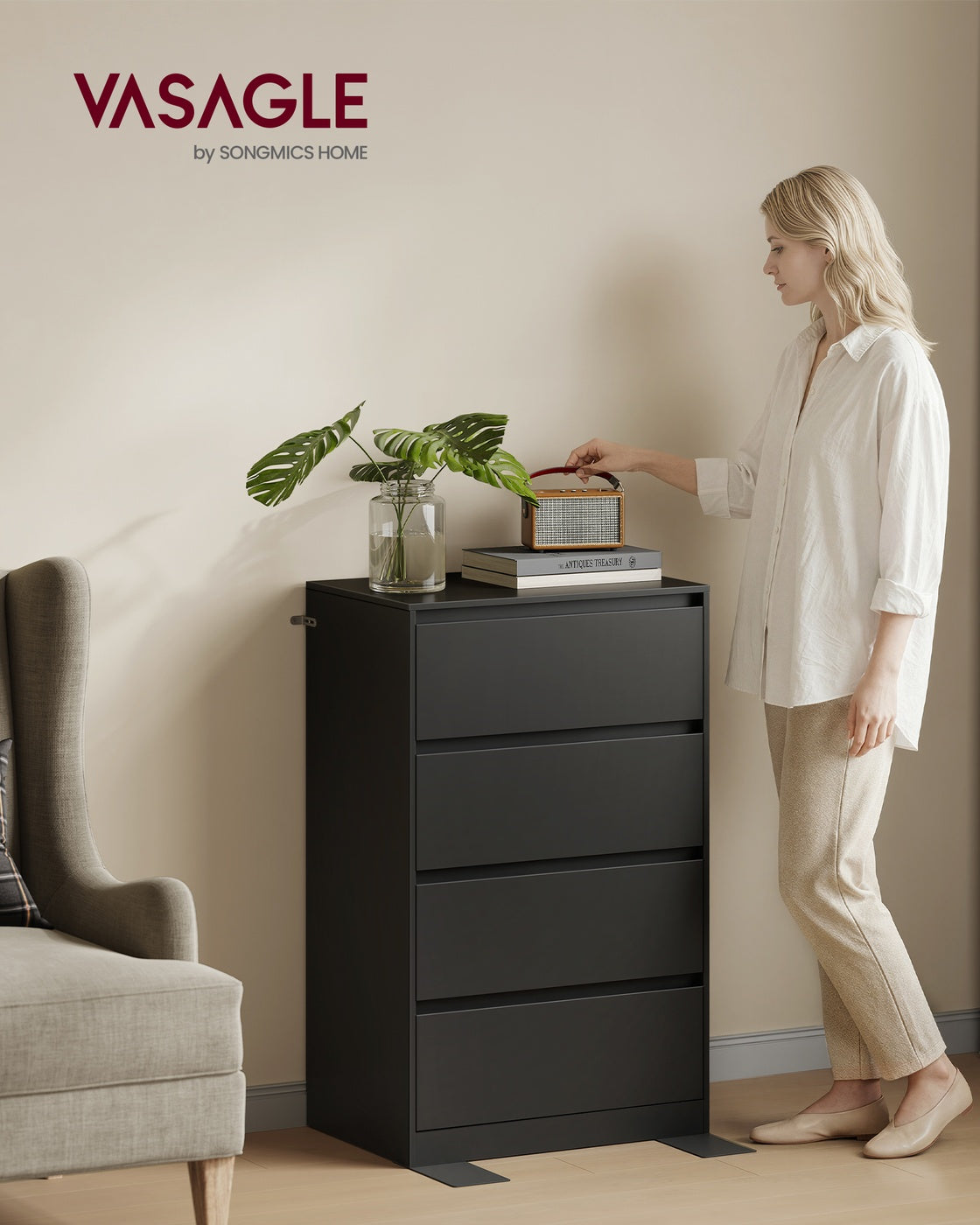 4-Drawer Dresser for Bedroom, Chest of Drawers