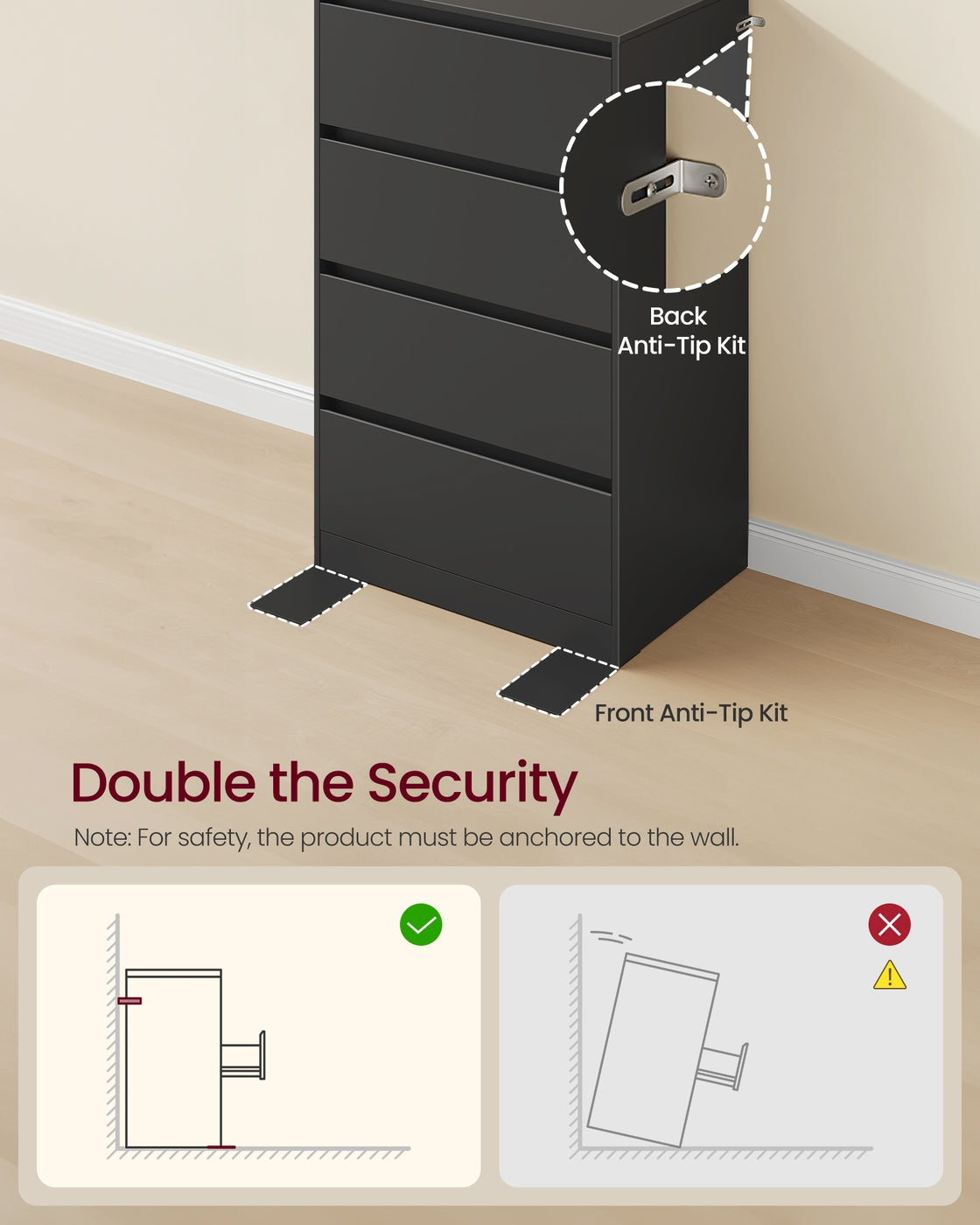 4-Drawer Dresser for Bedroom, Chest of Drawers