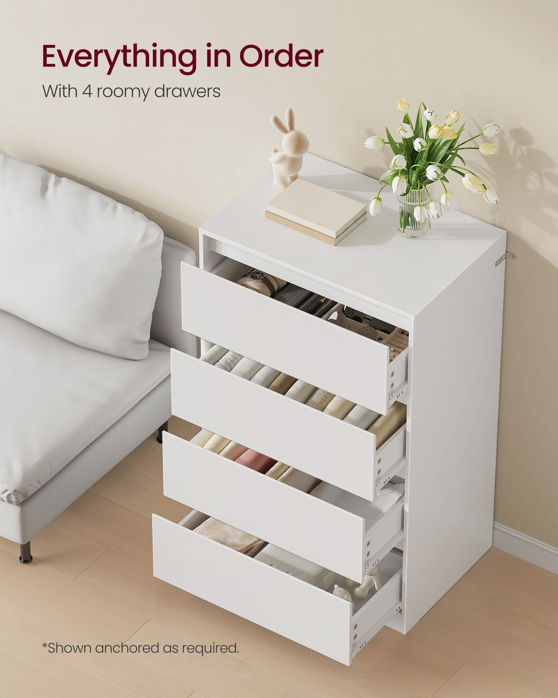 4-Drawer Dresser for Bedroom, Chest of Drawers