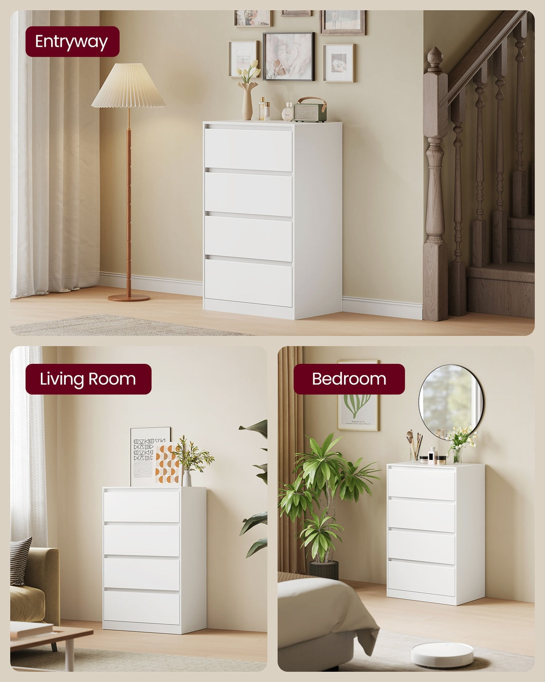 4-Drawer Dresser for Bedroom, Chest of Drawers