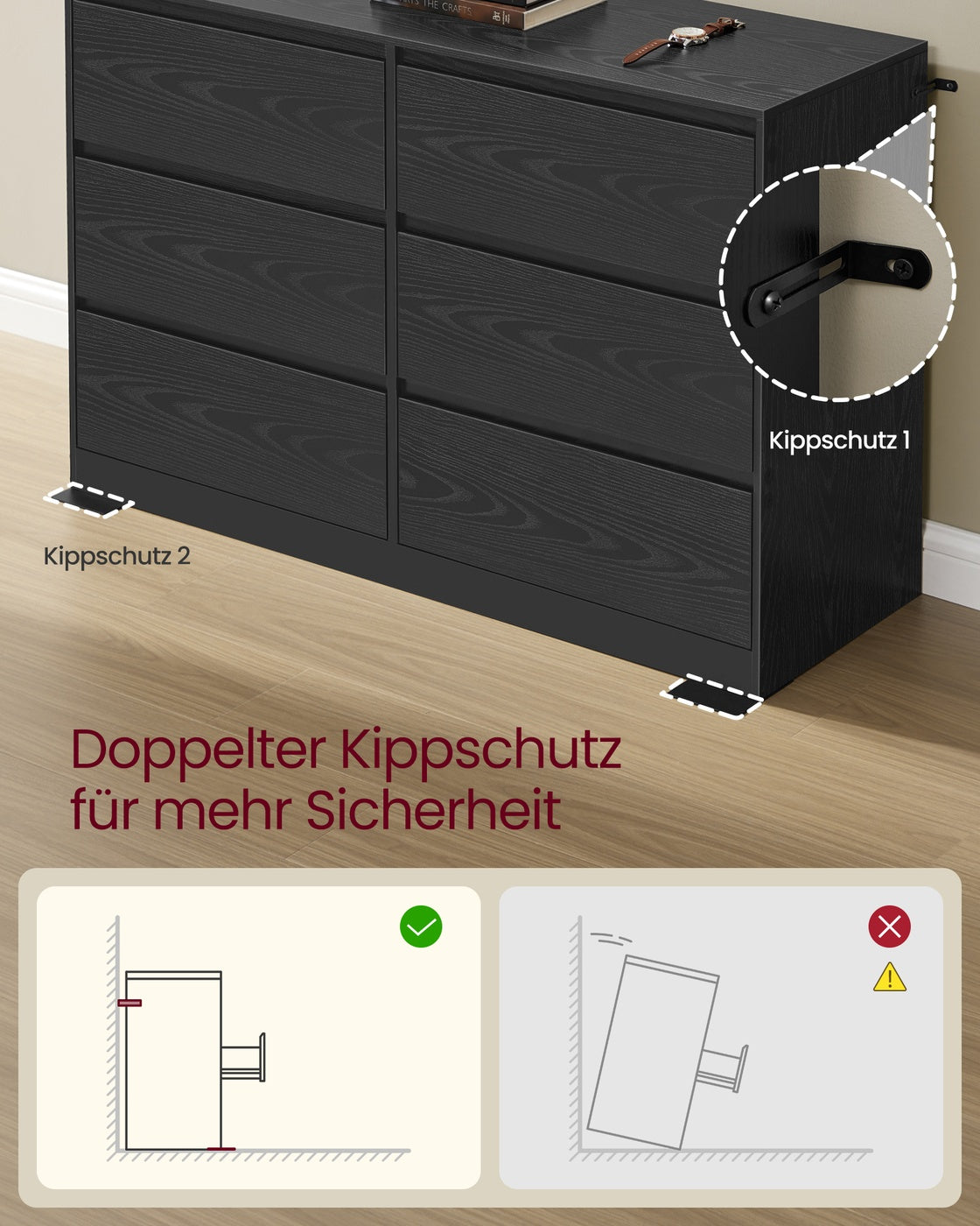 KAILYN Collection - Chest of drawers with six drawers