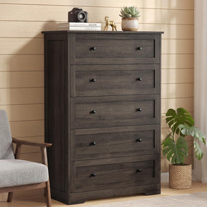 5-Drawer Dresser, Engineered Wood, 31.5"x15.7"x47.4", Taupe Brown/Honey Brown - image 36