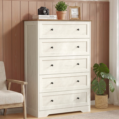 5-Drawer Dresser, Engineered Wood, 31.5"x15.7"x47.4", Taupe Brown/Honey Brown - image 8