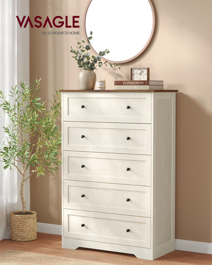 5-Drawer Dresser, Engineered Wood, 31.5"x15.7"x47.4", Taupe Brown/Honey Brown - image 9