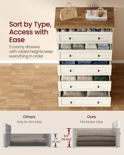 5-Drawer Dresser, Engineered Wood, 31.5"x15.7"x47.4", Taupe Brown/Honey Brown - image 10