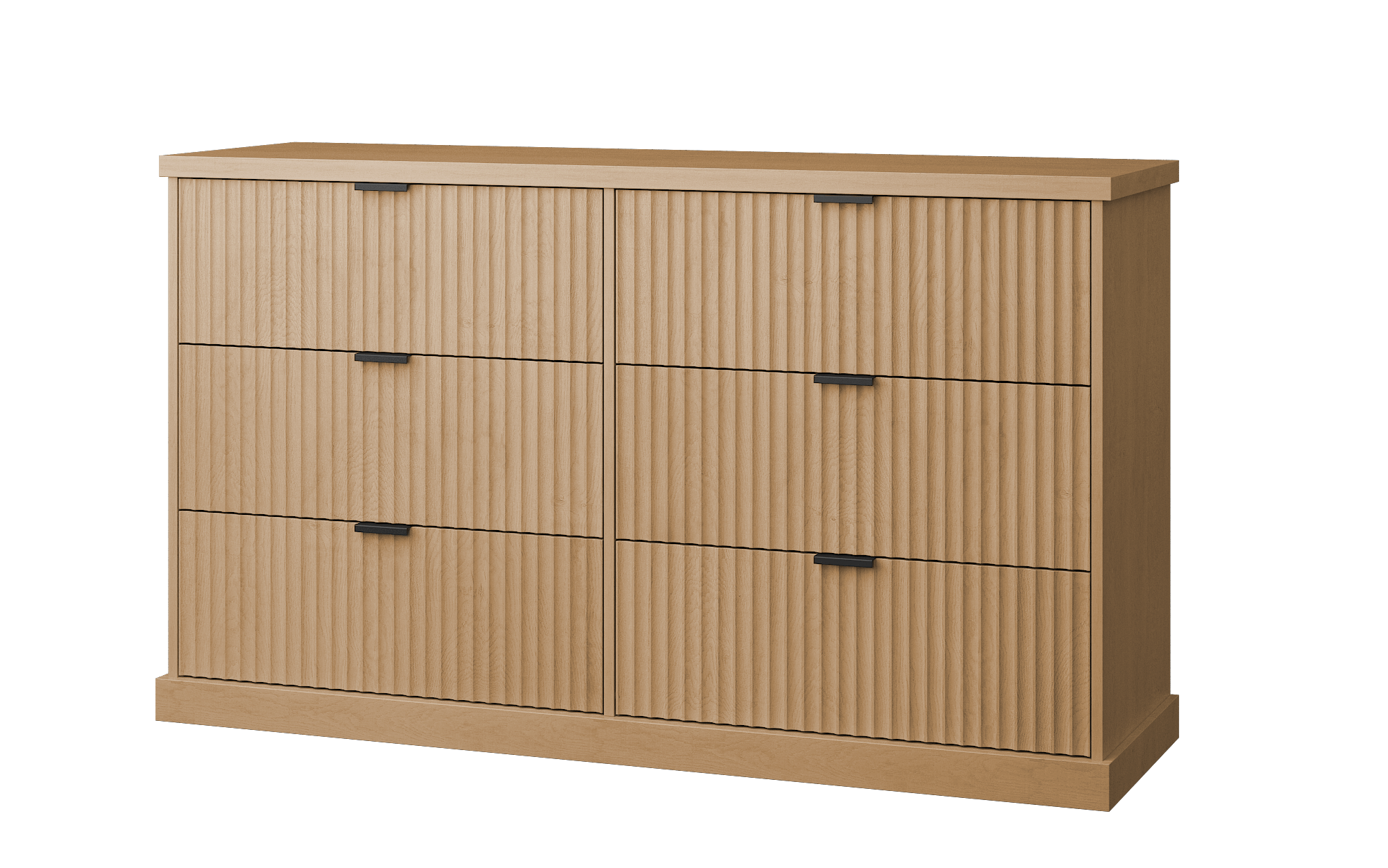 6-Drawer Dresser, Wavy Front, 54" Wide, Particleboard/MDF, Camel Yellow, Bedroom Storage