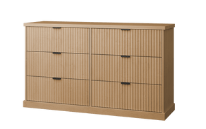 6-Drawer Dresser, Wavy Front, 54" Wide, Particleboard/MDF, Camel Yellow, Bedroom Storage