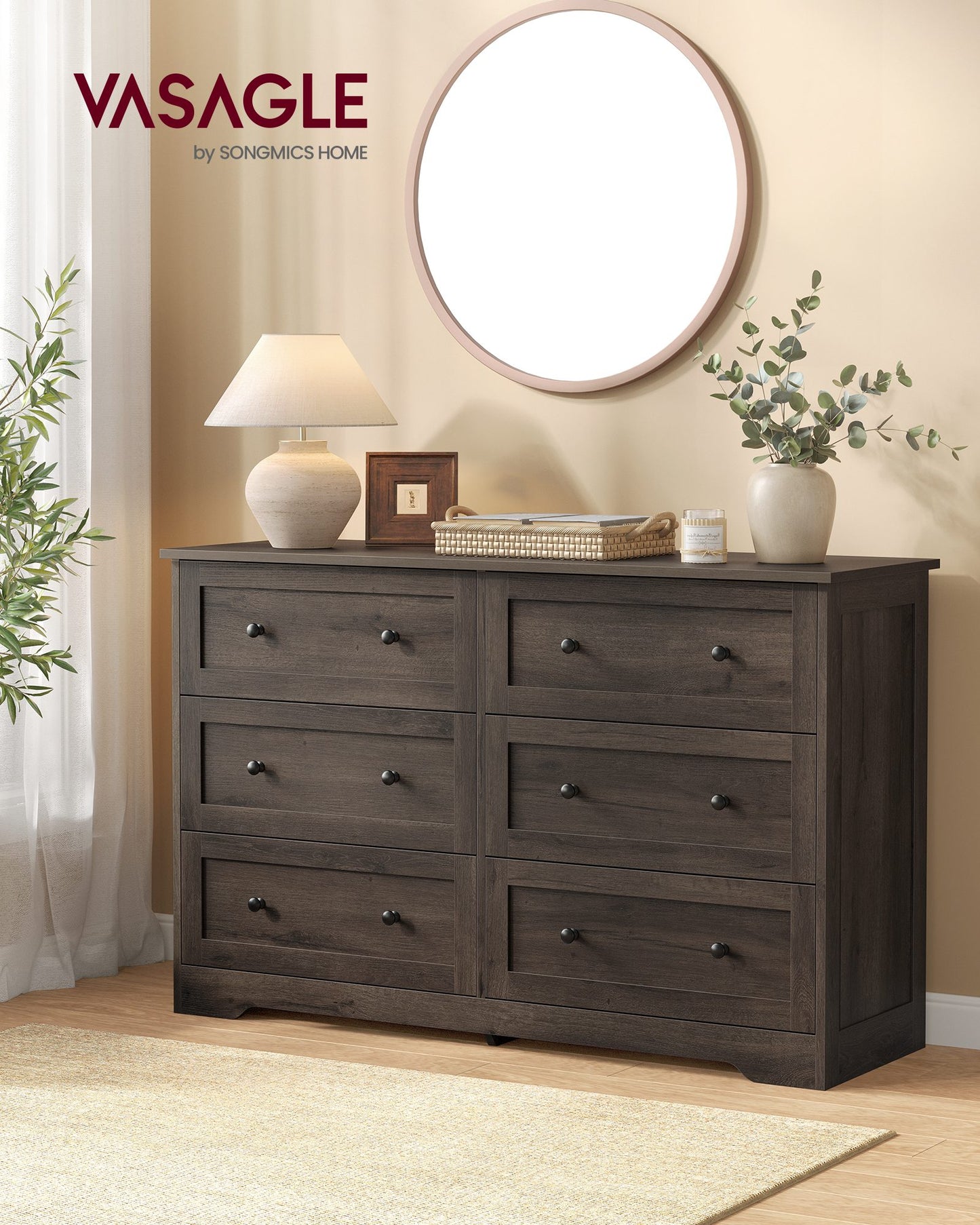 5-Drawer Dresser, Engineered Wood, 31.5"x15.7"x47.4", Taupe Brown/Honey Brown - image 23