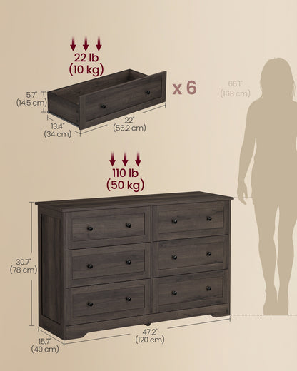 5-Drawer Dresser, Engineered Wood, 31.5"x15.7"x47.4", Taupe Brown/Honey Brown - image 27