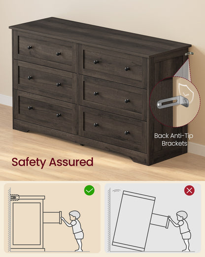 5-Drawer Dresser, Engineered Wood, 31.5"x15.7"x47.4", Taupe Brown/Honey Brown - image 26
