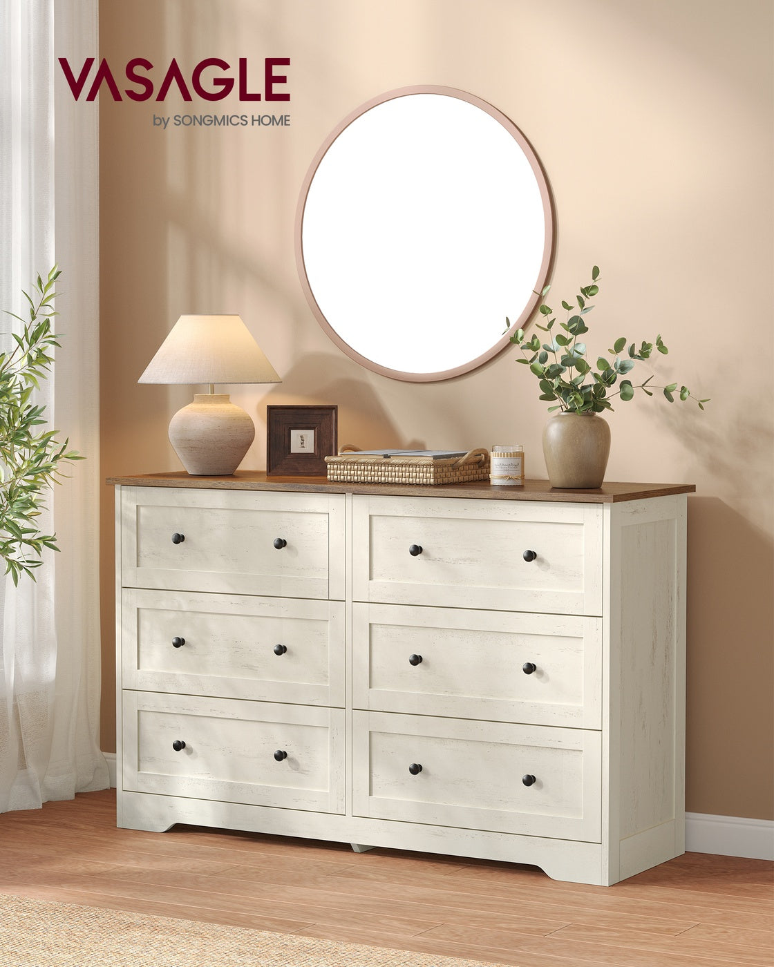 5-Drawer Dresser, Engineered Wood, 31.5"x15.7"x47.4", Taupe Brown/Honey Brown - image 30