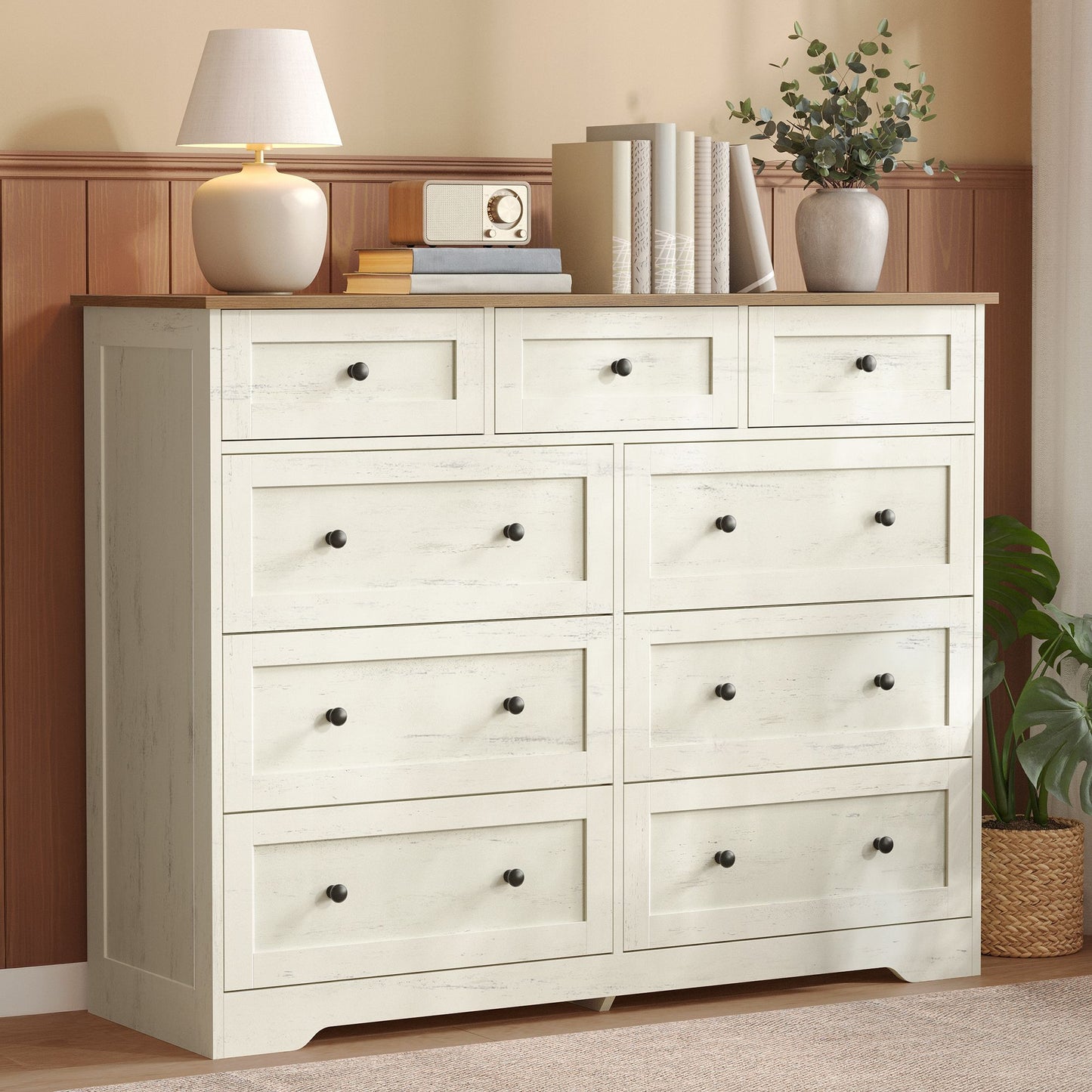 5-Drawer Dresser, Engineered Wood, 31.5"x15.7"x47.4", Taupe Brown/Honey Brown - image 15