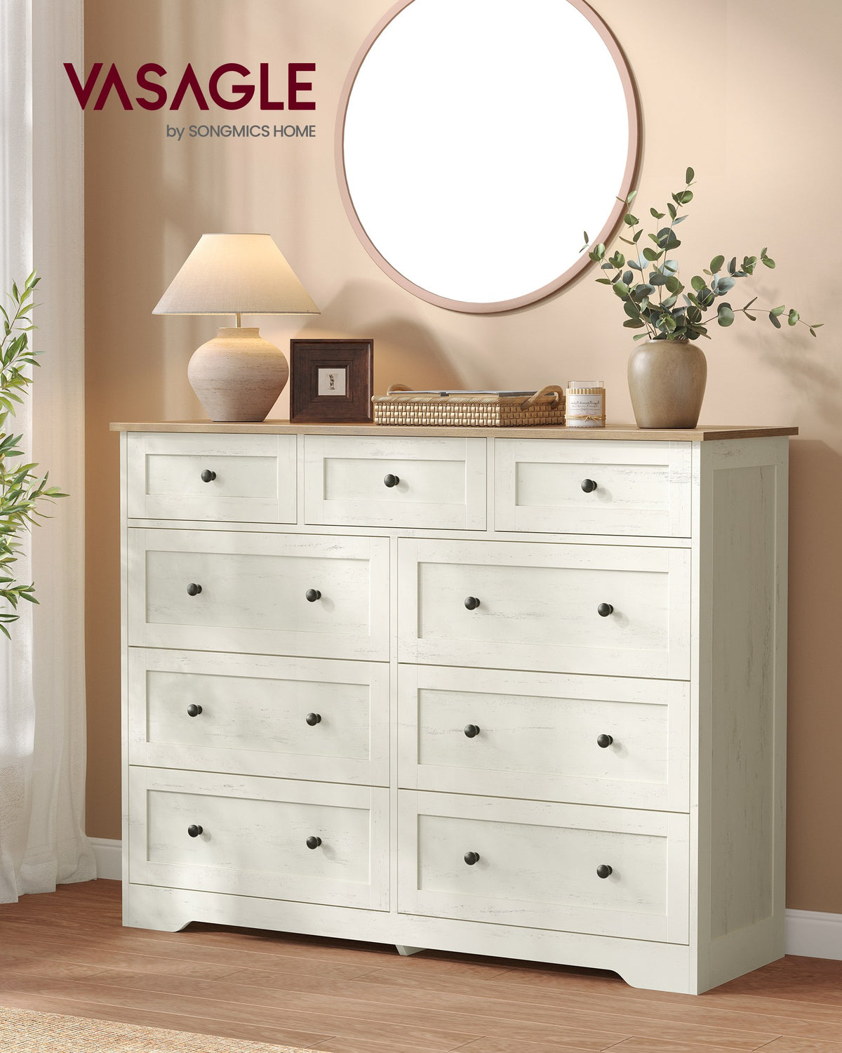 5-Drawer Dresser, Engineered Wood, 31.5"x15.7"x47.4", Taupe Brown/Honey Brown - image 16