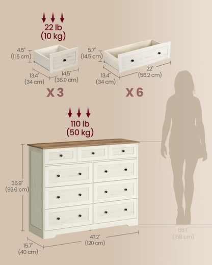 5-Drawer Dresser, Engineered Wood, 31.5"x15.7"x47.4", Taupe Brown/Honey Brown - image 19
