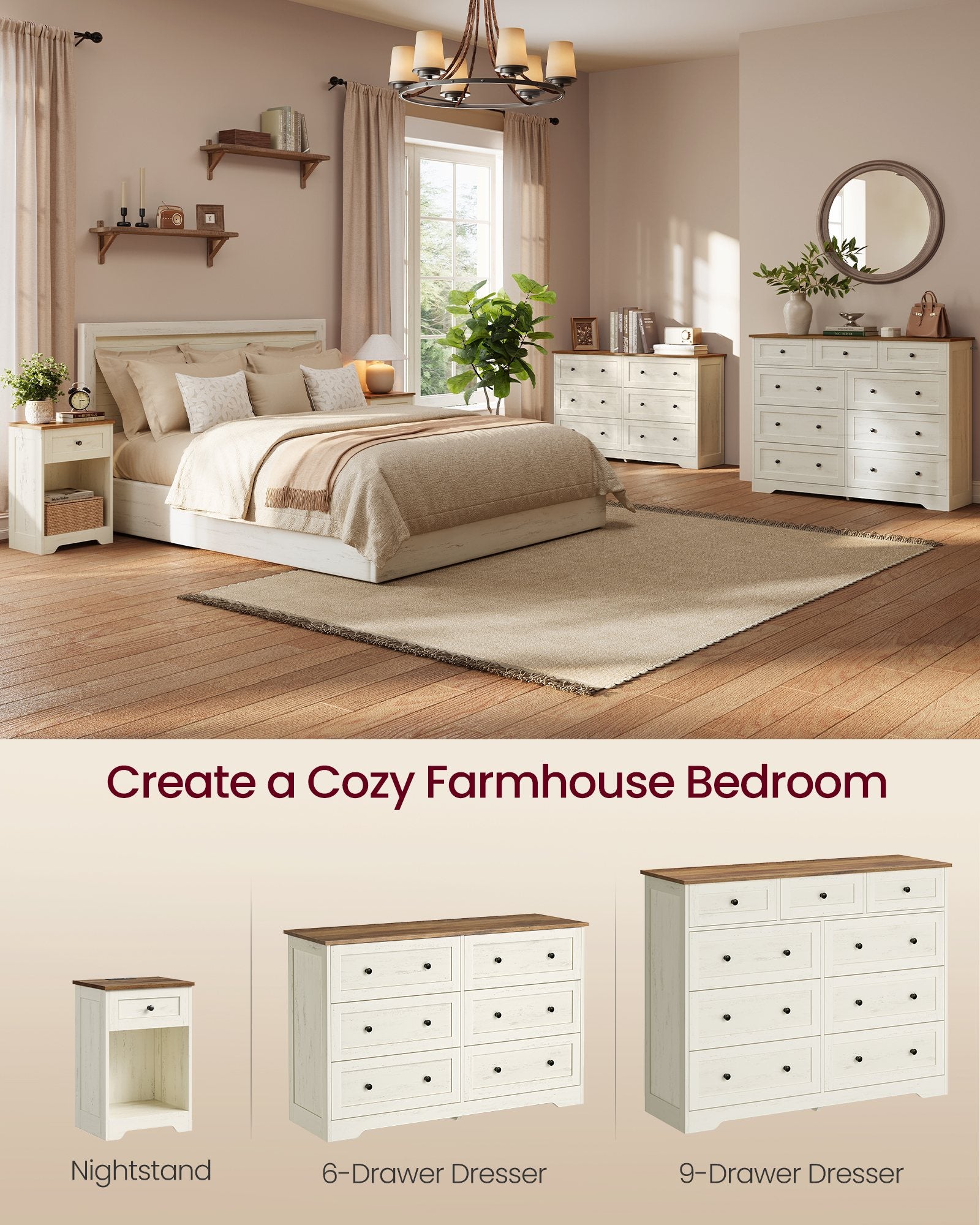 5-Drawer Dresser, Engineered Wood, 31.5"x15.7"x47.4", Taupe Brown/Honey Brown - image 21