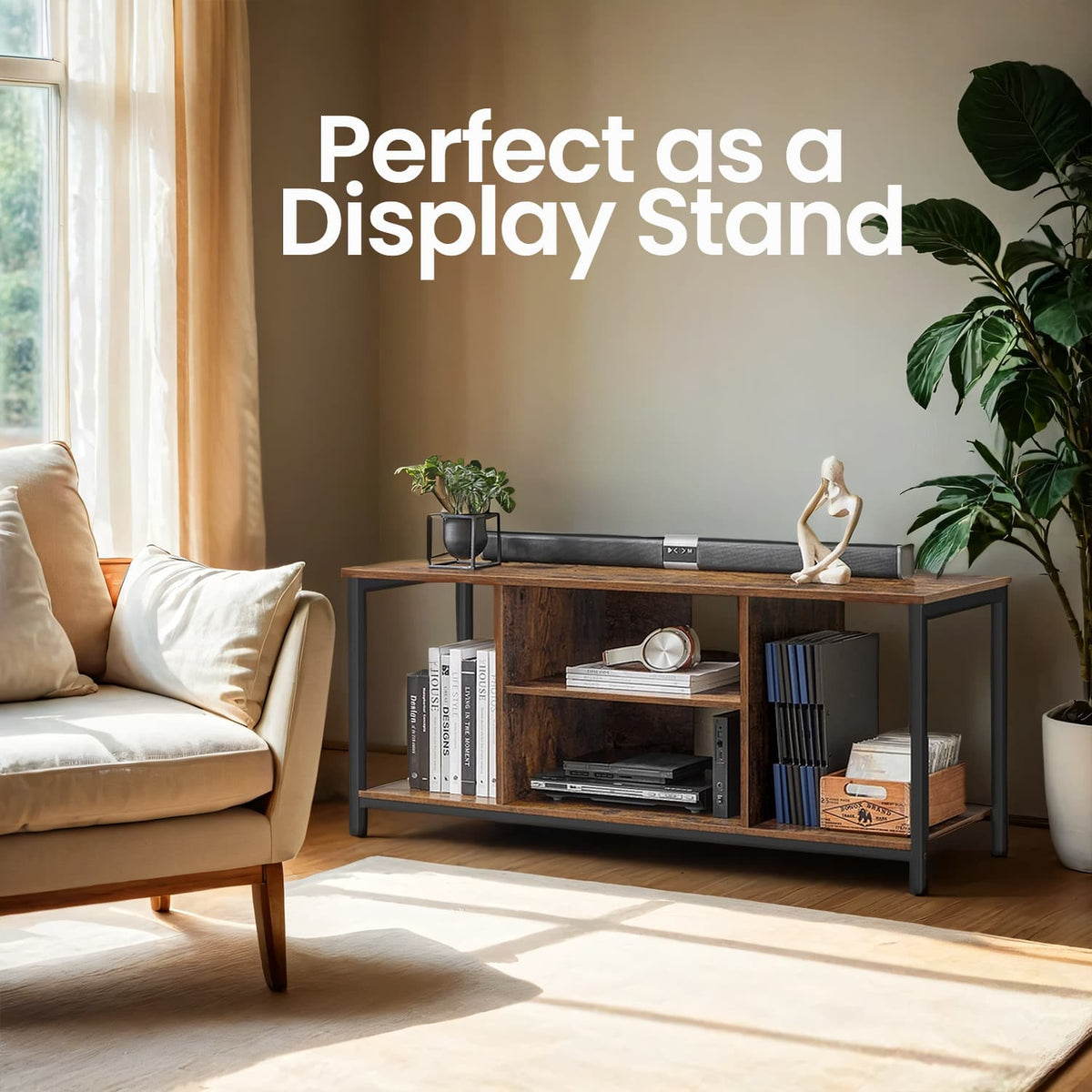 TV Stand for TV up to 60 Inches, TV Cabinet with Open Shelves, TV Console for Living Room - image 2
