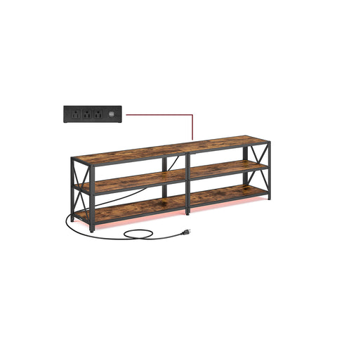TV Stand with Power Outlets and LED Lights, for TVs up to 65 Inches