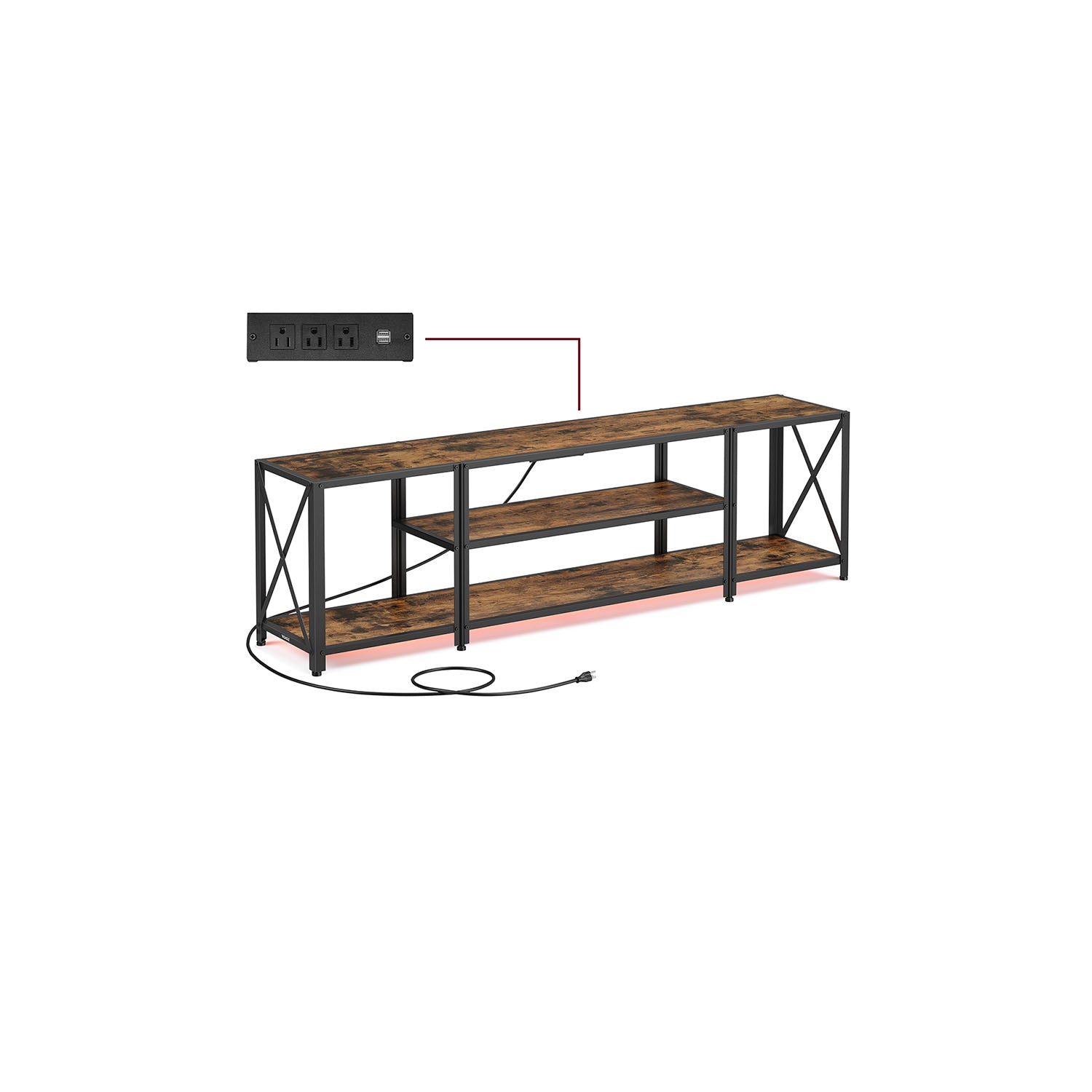 TV Stand with Power Outlets and LED Lights