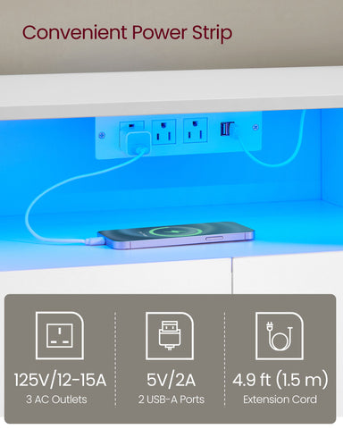TV Stand with Power Outlet, Adjustable Length 63.8-106 Inches, Modular L-Shaped TV Console Table