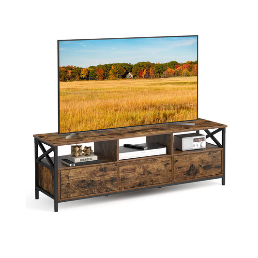Industrial Brown TV Stand with 3 Drawers - image 1