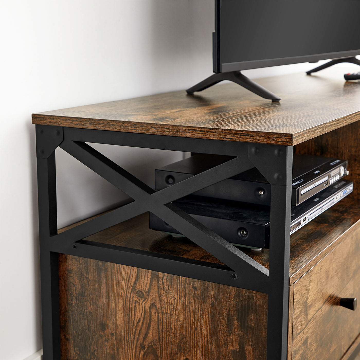Industrial Brown TV Stand with 3 Drawers - image 6