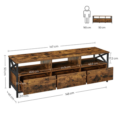 Industrial Brown TV Stand with 3 Drawers - image 7