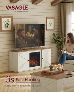 Farmhouse TV stand with storage cabinets and sliding barn doors