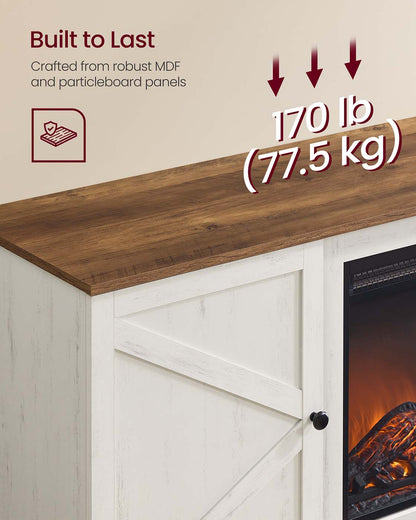 Farmhouse TV stand with storage cabinets and sliding barn doors