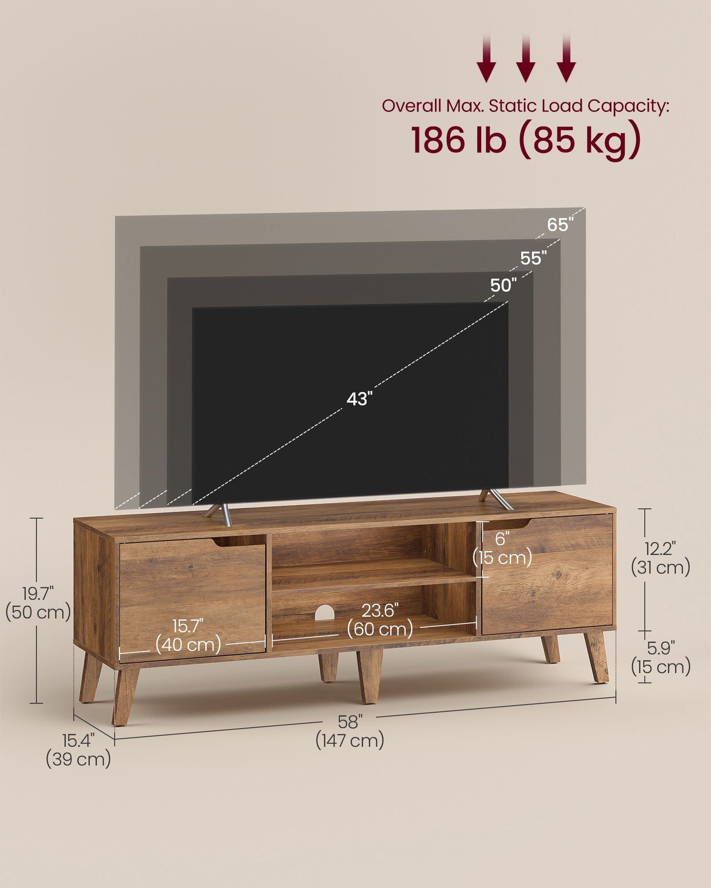 58-Inch TV Console with Adjustable Shelf - view 4