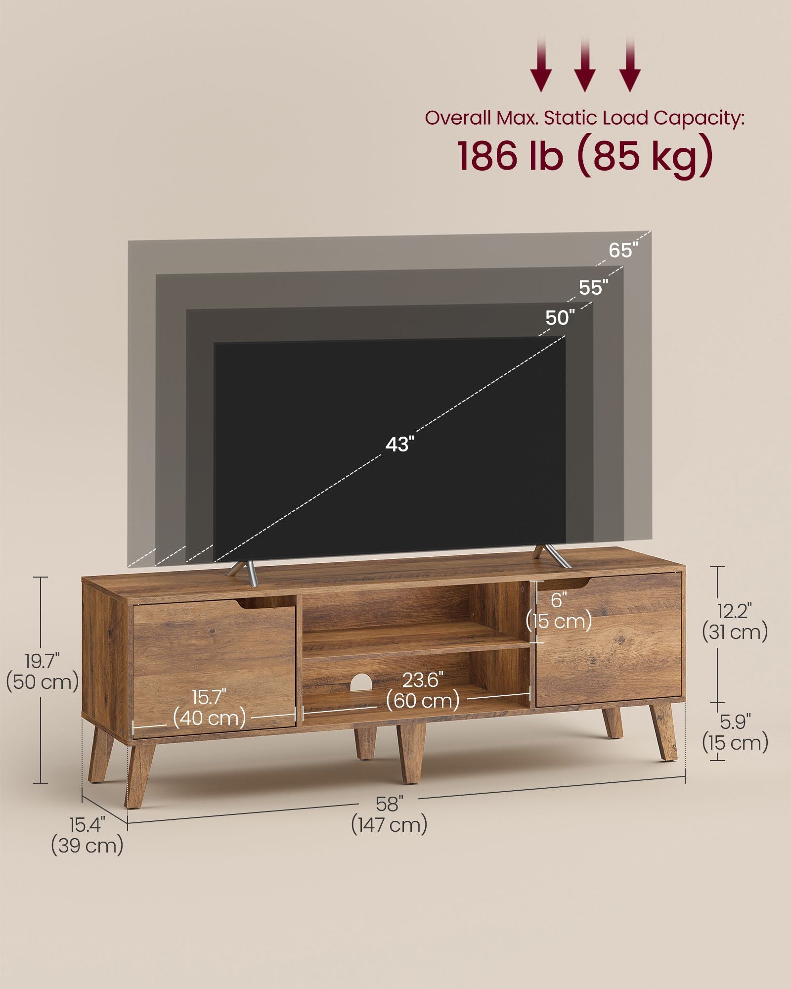 58-Inch TV Console with Adjustable Shelf - view 4