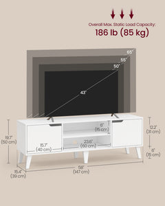 Stand for 65-Inch TVs, Entertainment Center with Adjustable Shelf, 58-Inch Long Media Console Table - image 4