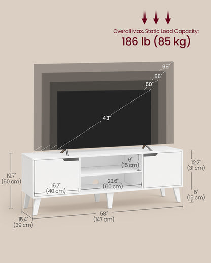 Stand for 65-Inch TVs, Entertainment Center with Adjustable Shelf, 58-Inch Long Media Console Table - image 1
