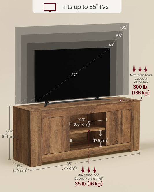 TV Stand, Farmhouse Entertainment Center with Storage Cabinets, Media Console Table for Living Room - image 1