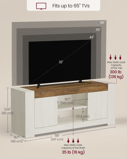 TV Stand, Farmhouse Entertainment Center with Storage Cabinets, Media Console Table for Living Room - image 7