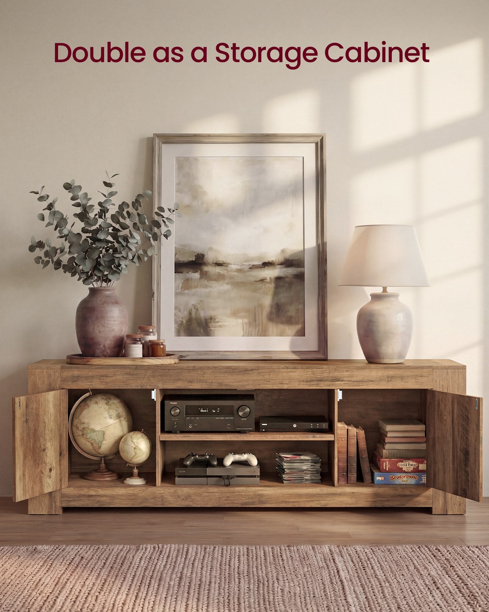 TV Stand, Farmhouse Entertainment Center with Storage Cabinets, Media Console Table for Living Room - image 11