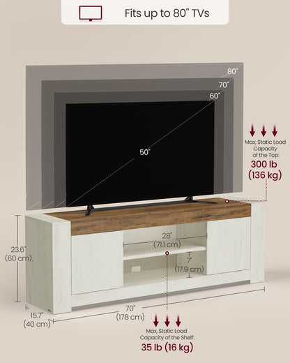 TV Stand, Farmhouse Entertainment Center with Storage Cabinets, Media Console Table for Living Room - image 19