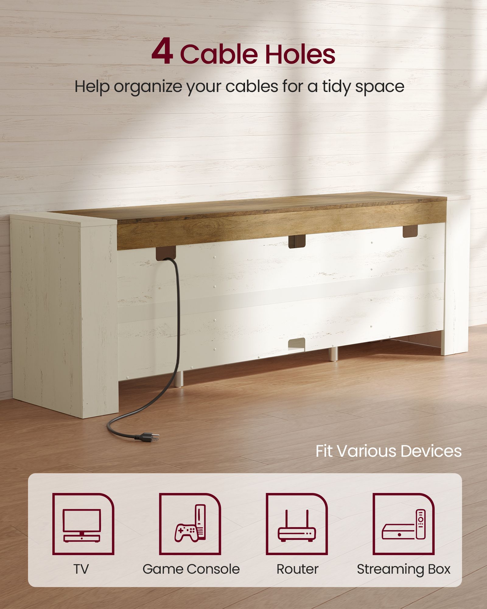 TV Stand, Farmhouse Entertainment Center with Storage Cabinets, Media Console Table for Living Room - image 20