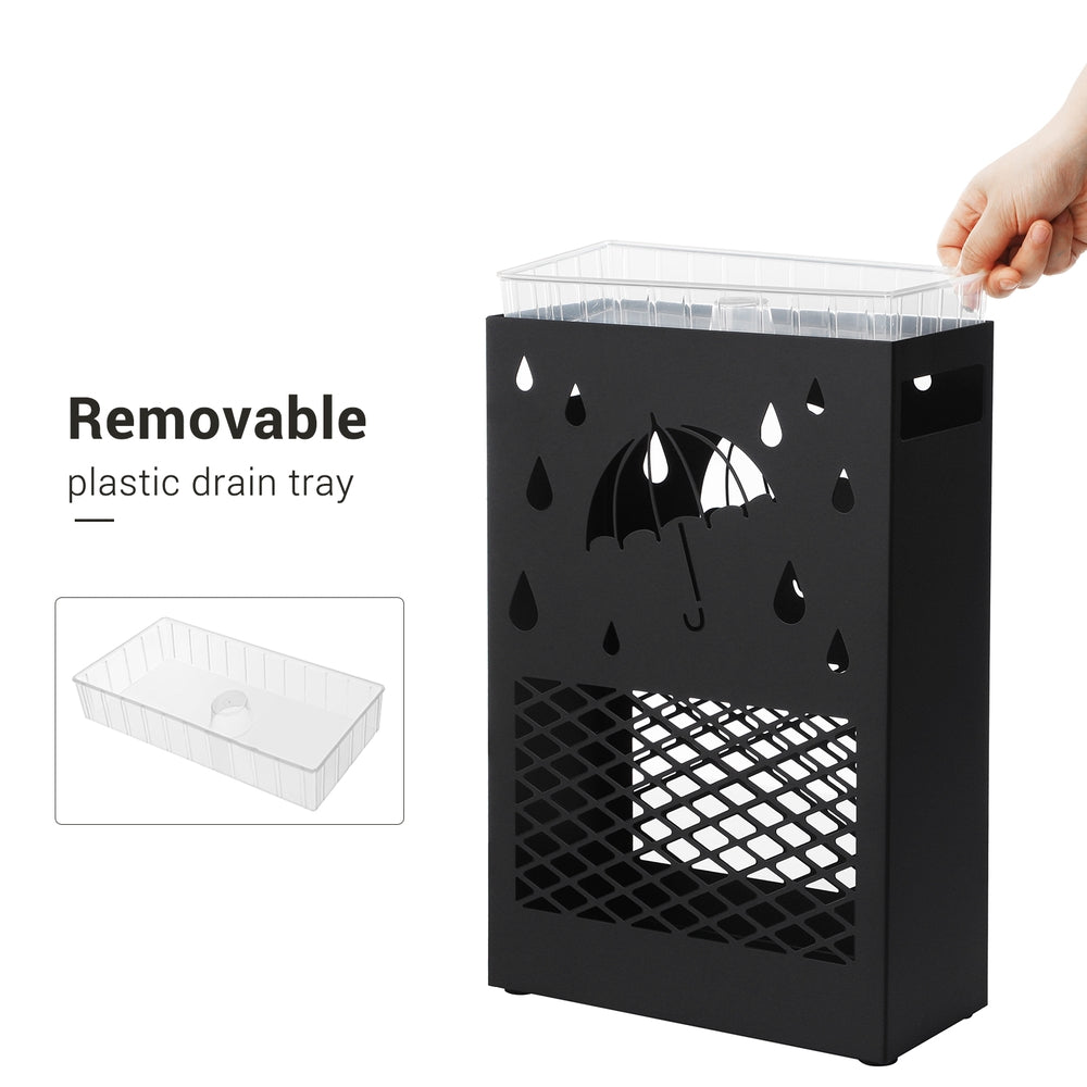 Metal Umbrella Stand Rectangular Umbrella Holder Rack Black - image 5