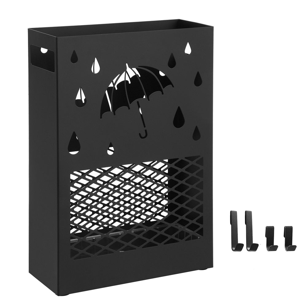 Metal Umbrella Stand Rectangular Umbrella Holder Rack Black - image 8
