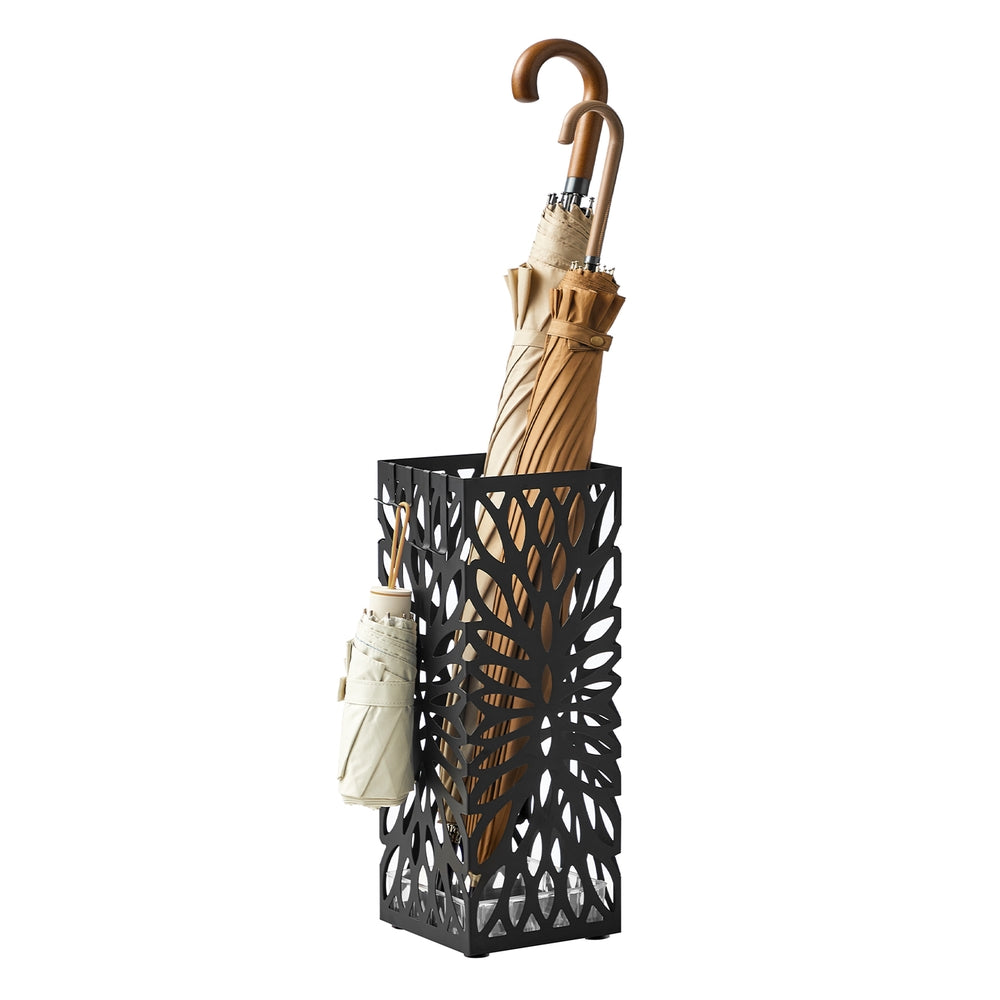 Black Steel Umbrella Stand with Drip Tray - image 1