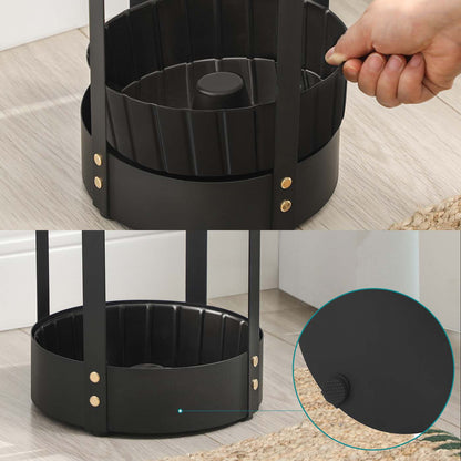 Steel umbrella stand with round holder and detachable drip tray