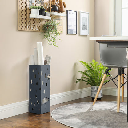 Grey Umbrella Stand Holder with Hooks - image 4