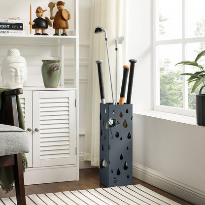 Grey Umbrella Stand Holder with Hooks - image 5