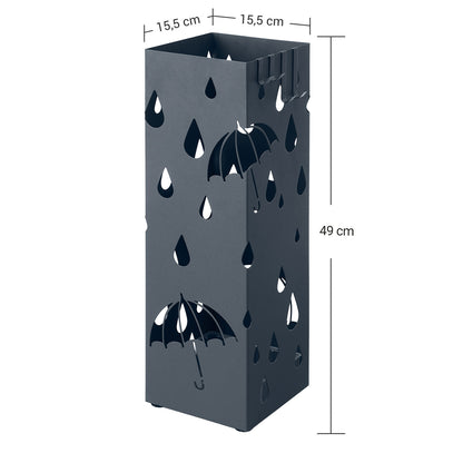 Grey Umbrella Stand Holder with Hooks - image 8