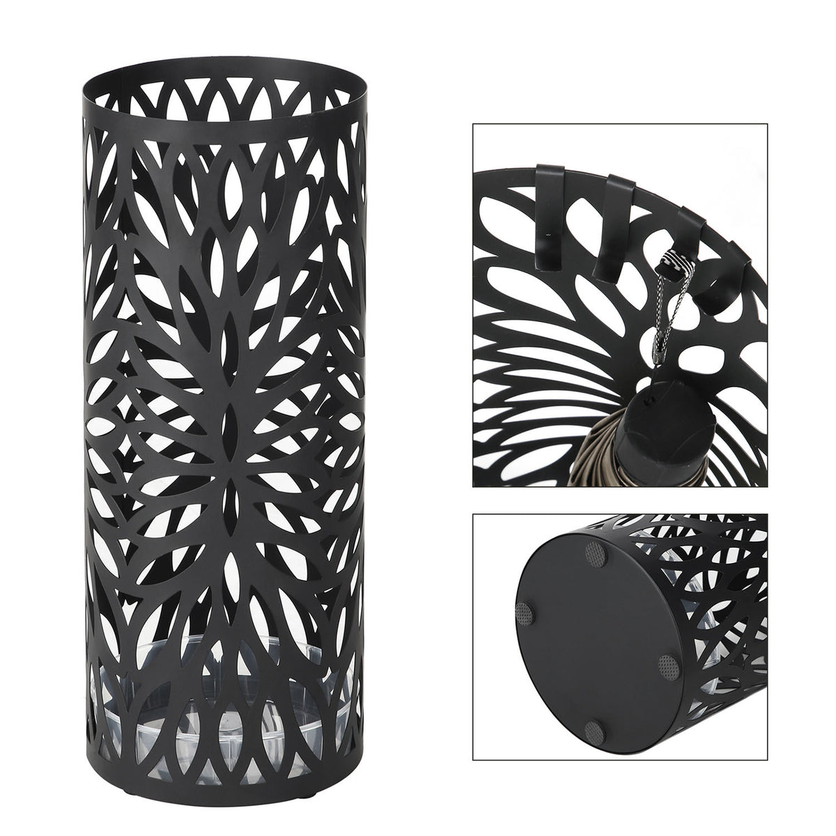 Umbrella Stand Rack Free Standing for Canes Walking Sticks 2 Hooks Black