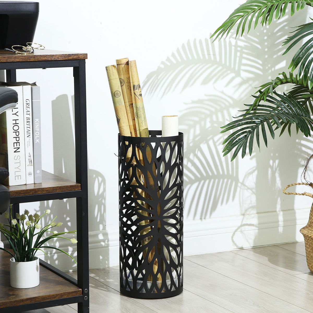 Umbrella Stand Rack Free Standing for Canes Walking Sticks 2 Hooks Black