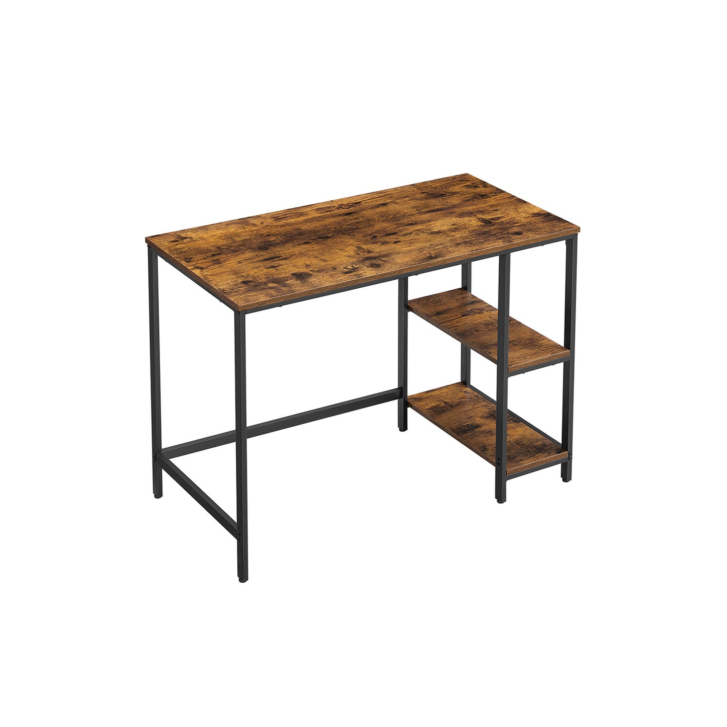Computer Desk with 2 Shelves Rustic Brown and Ink Black - image 1
